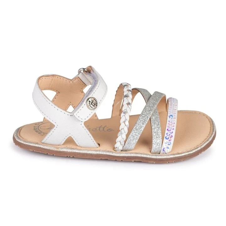 SANDALIA BAREFOOT MOKA - TIRAS DORADAS Y VELCRO AJUSTABLE